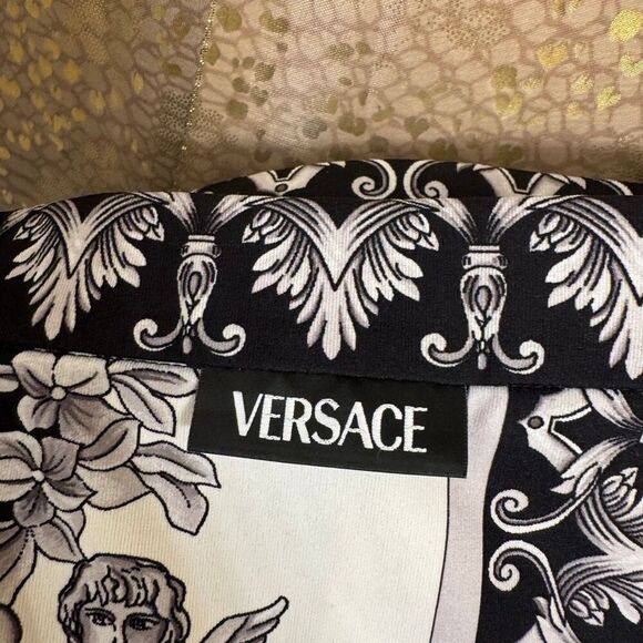 Versace Silver Gray White Black Baroque-Printed Leggings Size 38 2 XS NWT - Picture 3 of 16